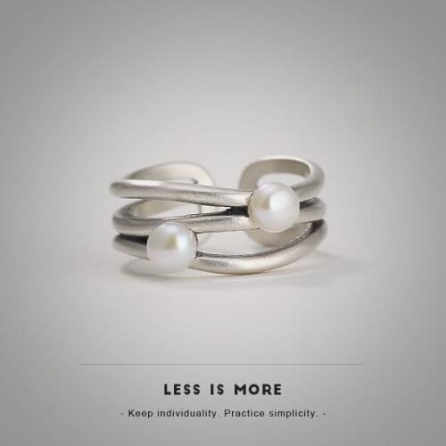 L&P 100% 925 Sterling Silver Ring Natural FleshWater Pearl Jewelry Ring ,Original Personality Ring Vintage