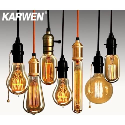 KARWEN Edison bulb lampada retro incandescent 40w ampoule Antique vintage lamp E27 220V For Decor Filament Bulb Pendant Lights