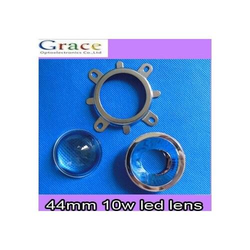 10pcs 44mm Lens + 50mm Reflector Collimator Base + 50mm Fixed bracket For 10W led lamp project & DIY