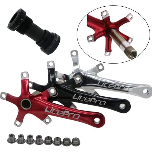 Litepro 130BCD Crank with botton bracket SP8 Cycling Crankset parts 130 BCD one forge Integrated folding bike spline Crankset