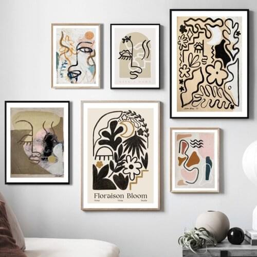 Matisse Picasso Floral Abstract Line Face Wall Art Canvas Painting Nordic Posters And Prints Wall Pictures For Living Room Decor