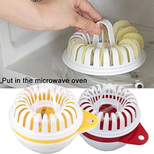 DIY Low Calories Microwave Oven Fat Potato Chips Maker Apple Fruit Potato Crisp Chip Slicer Snack Maker Set Tray Kitchen Tool
