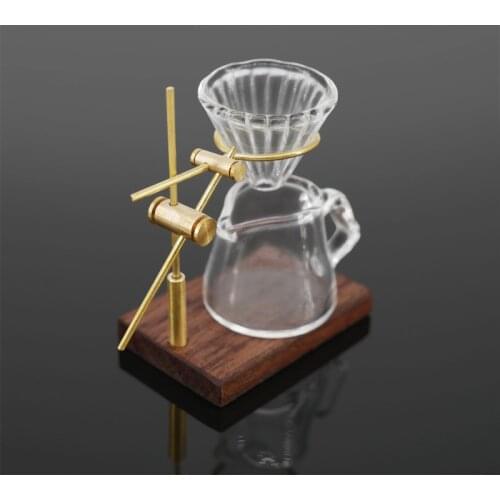 Cute 1/12 Scale Dollhouse Miniature Pour Over Coffee Pot Dripper Set Pretend Play Mini Food Cups for OB11 Doll Kichen Toy