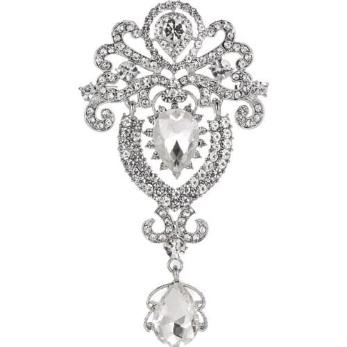 Fashion Luxury Starry Clear Crystal Bling Rhinestone Crown Shape Brooches For Women And Men Alloy Accessories Jewelry