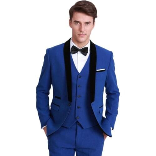 Royal Blue Mens Toast Suits Evening Dress Groom Tuxedos Customzie Coat Wasitcoat Trousers Set (Jacket+Pants+Vest+Tie) W:138