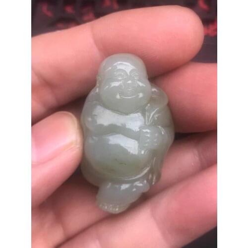 Natural Xinjiang hetian Buddha jade pendant necklace unique design carving jadeite jade necklace women pendants jade jewelry