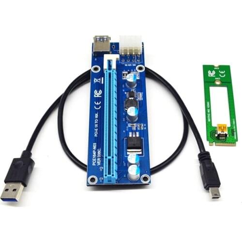 New M.2 NGFF to PCI-E X16 Slot Transfer Card Mining M2 Riser Extension Cable SATA to 6pin Power Supply Riser Card for BTC Device