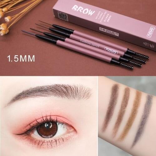 NOVO Thin eyebrow pencil 4 Color Flexible micro-carving Natural fiber eyebrow lasting color Waterproof Sweat-proof 24 Hour