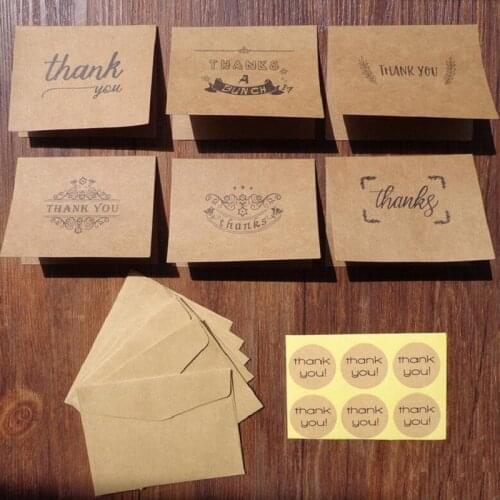 10pack kraft paper Thank you sticker envelopefolded card Write blank Cards Wedding Invitation Blank inside Postcard wholesale