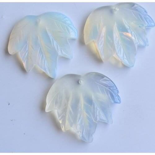 Fashion good quality Carved Opal Stone maple leaf pendants charms for jewelry making 3pcs/lot Wholesale Free shipping