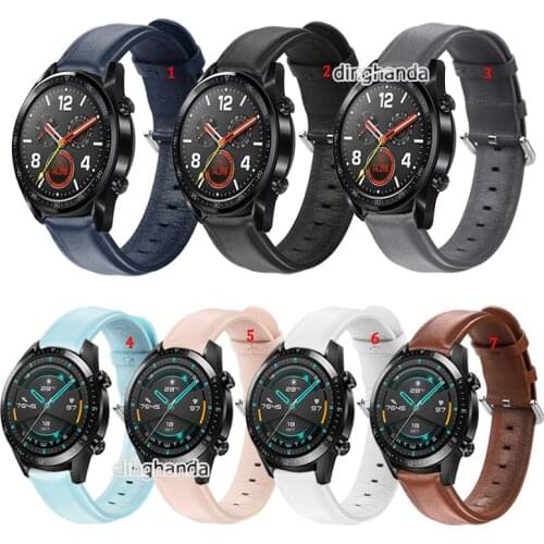 Calf Leather Band Strap For Huawei Watch GT GT2 / GT2e / GT2 pro / Honor Magic Watch 2/Honor GS Pro