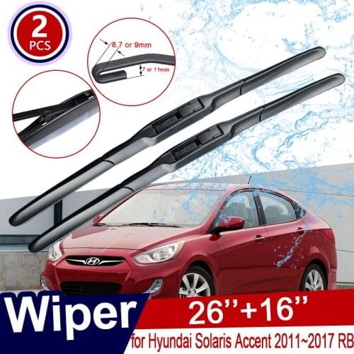 Car Wiper Blade for Hyundai Solaris Accent 2011~2017 RB Windshield Wipers Car Accessories j Hook Type 2012 2013 2014 2015 2016