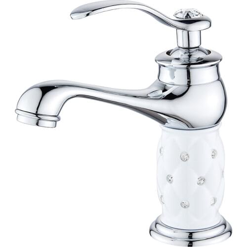 Bathroom European Style Diamond Faucet Single Handle Basin Faucet Mixer Brass Countertop Installation Bathroom Kitchen Faucet