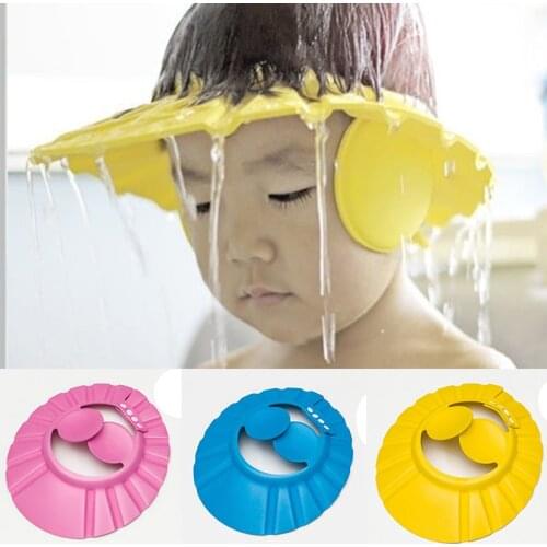SUEF Children New Adjustable Baby Kids Shampoo Bath Bathing Shower Cap Hat With Ear Wash Hair Shield @4