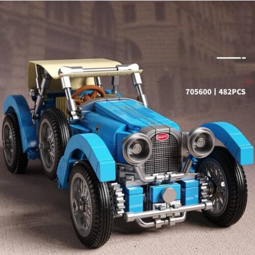 Technical 1928 Bugattis T38A building block Vintage sport car model pull back vehicle bricks toys collection for boys gifts