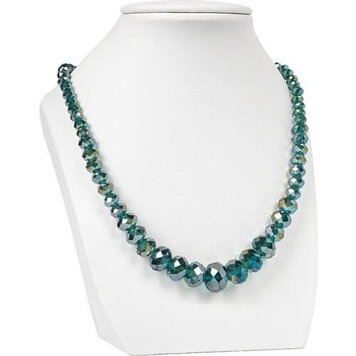 Brightly Green Glass Crystal Beads 6-14mm For Generous Necklace Preferred Women Girls Gift findings 18inch gem H75