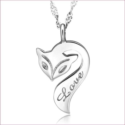 YSH new 100% 925 sterling silver cute fox engraved LOVE pendants necklaces 2020 woman luxury jewelry holiday gifts free shipping