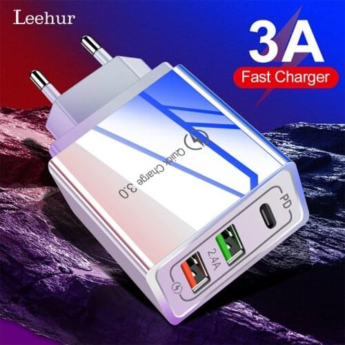 5V 3A USB Charger EU/US Plug Quick Charge PD Type-C Fast Charging Travel QC 3.0 Phone Charger for iPhone Huawei Samsung Charger