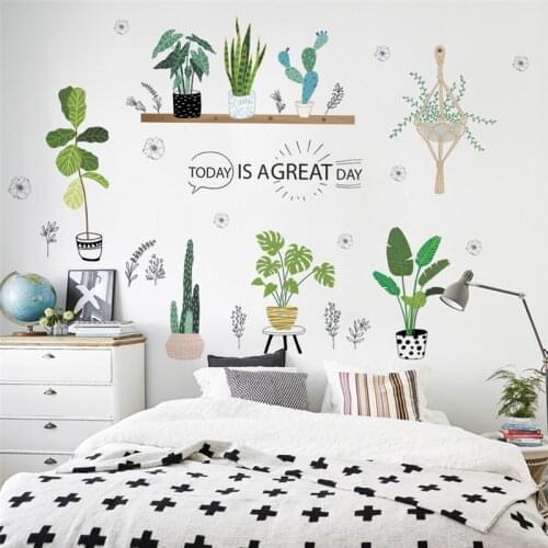 Green Plants Cactus Aloe Vera Wall Stickers Bedroom Living Room Home Decoration Diy Pastoral Mural Art Decorative PVC Decals