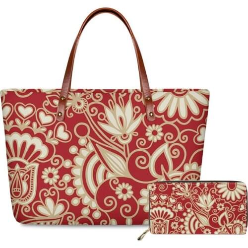 Polynesian tribal style Womens Shoulder Bag Top-handle Bags for Girls Long Wallets and Handbag Large Size Tote Design custom