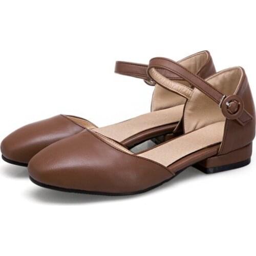 Big Size 9 10 11 12 ladies high heels women shoes woman pumps Small square-headed buckled single shoe