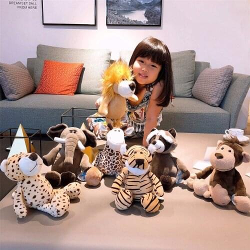 1pcs 25/35cm Cute Animal Forest Animals Lion Elephant Monkey Plush Toy Stuffed Doll Birthday Presents For Children Kids