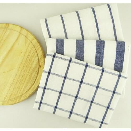 1pc High-quality Brief Pastroal Table Napkins Tea Towels Blue Striped Cotton Plaid Mats Placemats Kitchen Mats