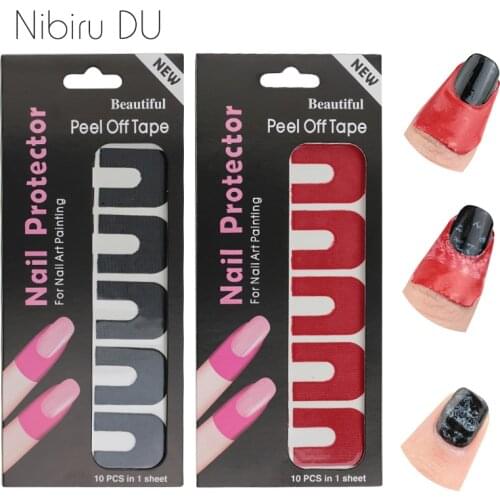 10 Pcs U Shape Peel Off Tape Spilling Proof Nail Polish Protector Sticker Finger Cover Stickers For Nails Art Manicure Tools