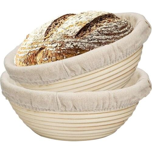 2 Packs 9 Inch Bread Proofing Basket - Baking Dough Bowl Gifts for Bakers Proving Baskets for Sourdough Lame Bread Slashing Jar