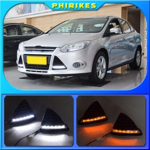 2Pcs/set Waterproof LED Daytime Running Light DRL For Ford Focus 2012 2013 2014 With Turning Signal Lights