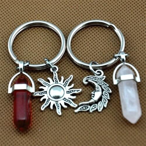 2pcs Crystal Keychain,sun and Moon Crystal Keychain,friendship Keychain,bff Keychain,bridesmaid Keychain,best Friends Keychain