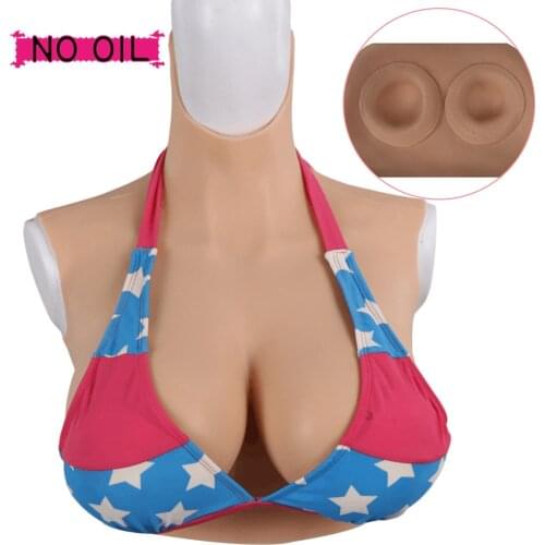 5th Generation Crossdress Breast Forms Silicone H Cup Boobs Shemale Fake Chest For Transgender Cosplay Drag Queen Fake Collar