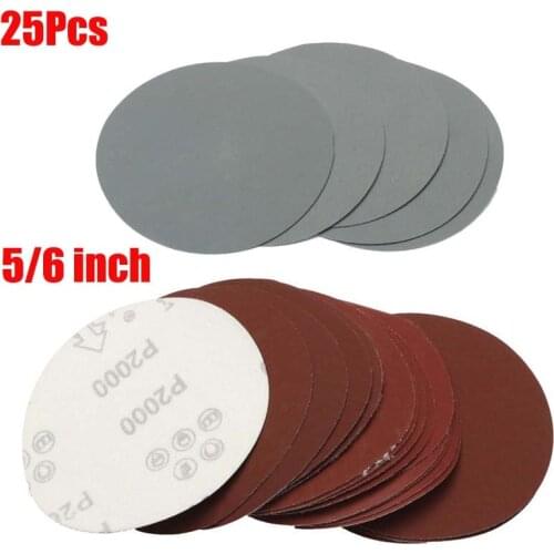 25Pcs 5/6" Flocking Sandpaper Sheet 120/150mm Brushed Self-adhesive Disc Air Grinding Polishing Sandpaper Back Flocking Sheet