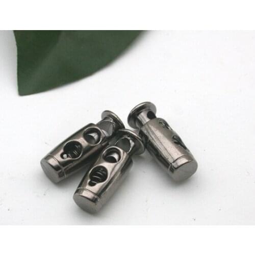 30pcs/lot round metal alloy stoppers toggle cord locks Drawstring lock with two holes black nickle STP-016