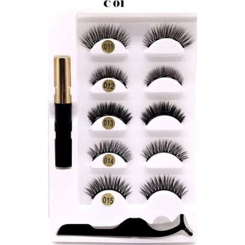 5 Pairs 3D Magnetic Eyelashes natural look and Eyeliner Set False Eyelashes Magnet Extension Liquid Eyeliner Set magnetic lashes