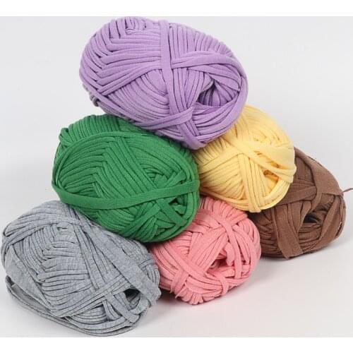 50 Meters Full Cotton T Shirt Thick Yarn Colorful Knitting Crochet Yarn Blended Thread Weaving Soft Wool Making Bag Scarf Carpet