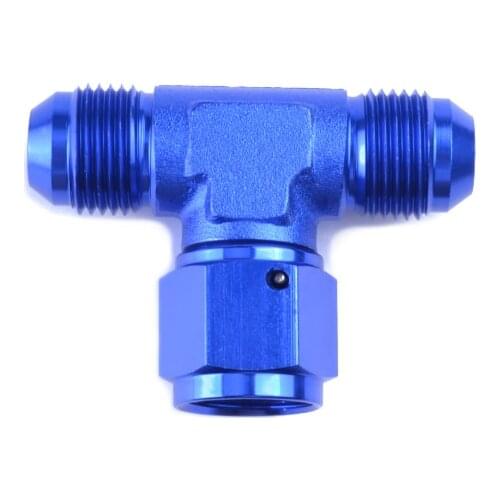 AN4 6 8 10 12 AN Aluminum Tee Fitting With Female Swivel On Side Blue Anodized Hose End Fitting Adapter
