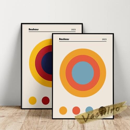 Bauhaus Hommage Modern Gallery Round Shape Wall Decor Prints Exhibition Abstract Poster Living Room Wall Art Home Decor Painting