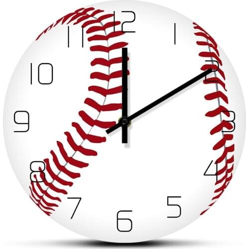 Baseball Silent Non-ticking Wall Clock Sports Ball Decorative Timepieces Boys Bedroom Baseball Lovers Printed Clock Wall Watch