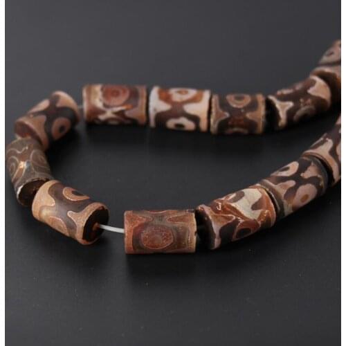 2Strands/Lot,Natural Tibetan Onxy Vintag Eye Dzi 15x20mm Tube Cylinder Spacer Beads Wholesale,Bracelet Necklace Jewelry Making