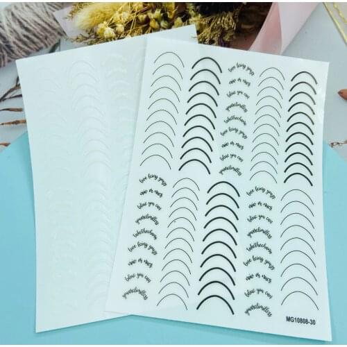 Black and White French Crescent Nail Art Sticker Self Adhesive Transfer Decal 3D Slider DIY Tips Decoration Manicure Package