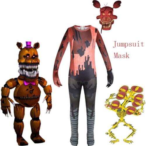 Kids Anime Phantom Freddie Cosplay Halloween Costume Funny Party jumpsuit Clothing For Boys Girls Horror Bodysuit with Mask