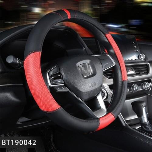 Two-Tone Leather Car Steering Wheel Covers Sport Auto Handle Covers For Kia stonic optima Mazda 3 Toyota Land cruiser Honda