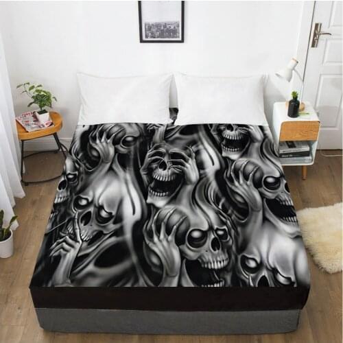 Elastic fitted sheet bed sheet With An Elastic Band 160x200/180/200/150x200 Mattress Cover Bed cover 1pc Skull Deadpool silver