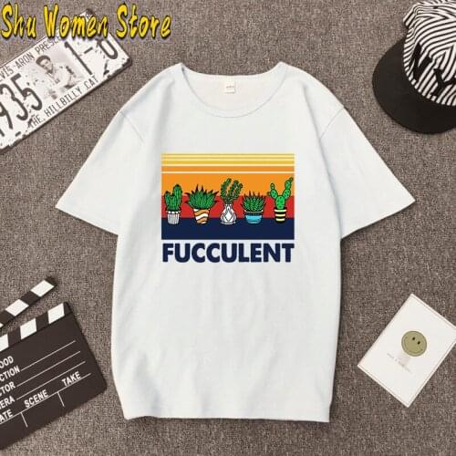 Summer T-shirts Women Clothing Loose Cactus Print Round Neck Short Sleeve T-shirts Top Kawaii Leisure T-shirts Top Mujer