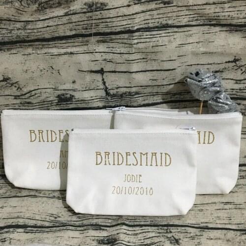 Personalized design set of 4 bridesmaid names makeup toiletry kits wedding Gift Make Up Bags Unique Gift for Bridal Party favors