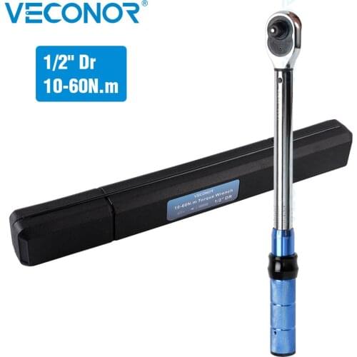 Torque Key Wrench Tool 1/2" Square Drive 10-60N.m Torque Ratchet Spanner Hand Tool Two-Way Precise Preset for Car Bike Repair
