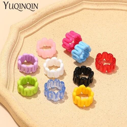 Fashion 2021 Trendy Resin Acrylic Finger Ring Charming Female Jewelry Accessories Colourful Irregular Rings for Women Minimalist