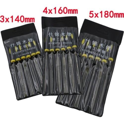 6Pcs 140/160/180MM Needle Files Metal File Rasp Set For Wood Metal Carving Burr DIY Craft File Carpenter Woodworking Tools