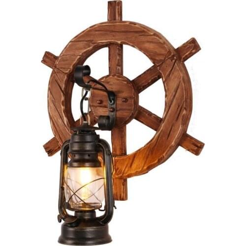 Wall Lamp Wooden Wall Lamp Artpad American Loft Industrial Redtro E27 Wooden Corridor Balcony Light Indoor Fixtures Wall Light